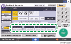 Ilustração do ecrã do painel de operação