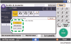 Ilustração do ecrã do painel de operação
