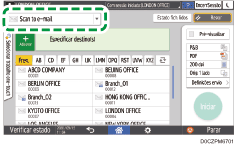 Ilustração do ecrã do painel de operação