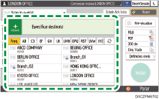 Ilustração do ecrã do painel de operação