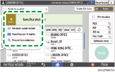Ilustração do ecrã do painel de operação