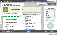 Ilustração do ecrã do painel de operação
