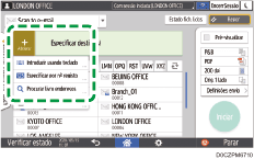 Ilustração do ecrã do painel de operação