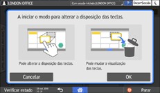 Ecrã do painel de operação