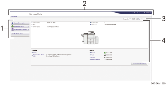 Bild av webbläsarens skärm (numrerad)