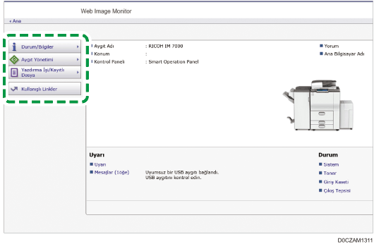 Ağ tarayıcısı ekranı resmi
