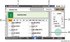 İşletim paneli ekran gösterimi numaralandırılmış açıklamalı görsel