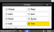 İşletim paneli ekran görseli