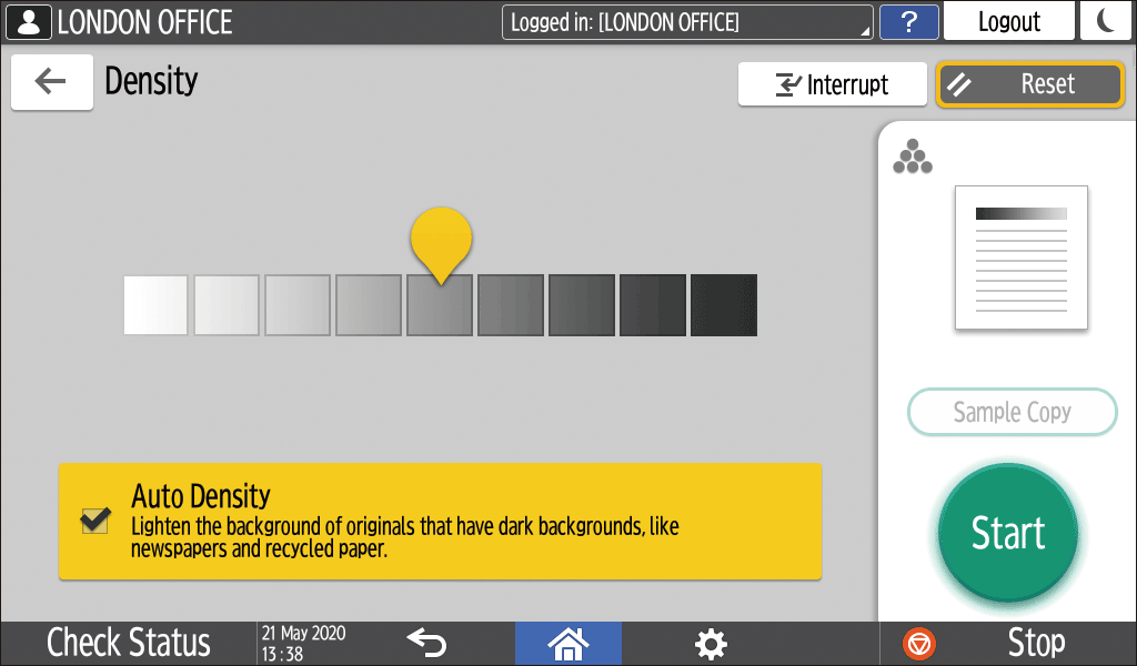 Operation panel screen illustration