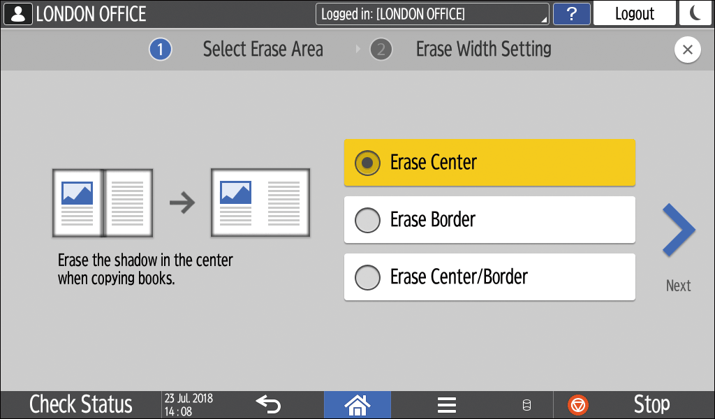 Operation panel screen illustration