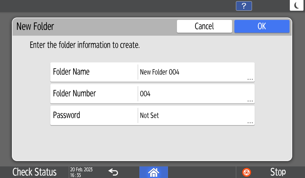 Operation panel screen illustration