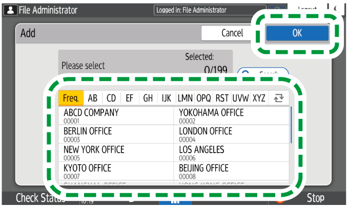 Operation panel screen illustration