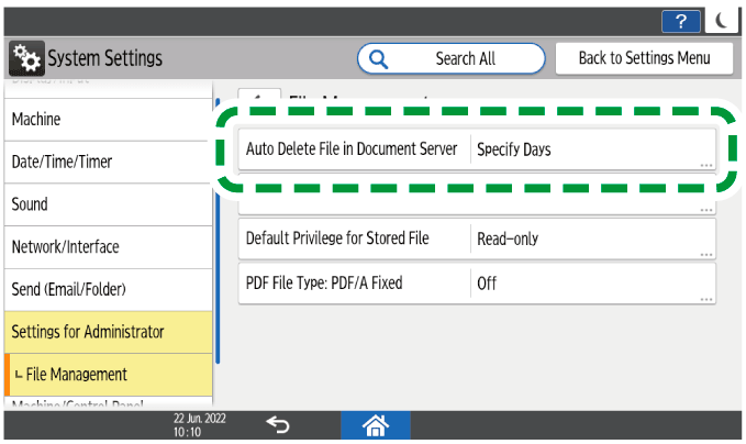 Operation panel screen illustration