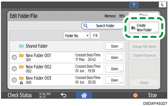 Operation panel screen illustration