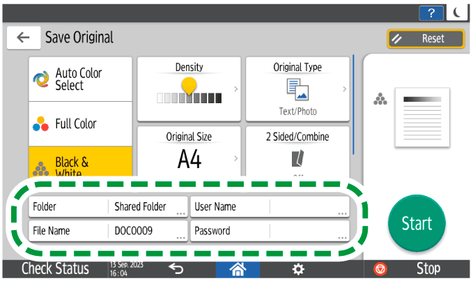 Operation panel screen illustration
