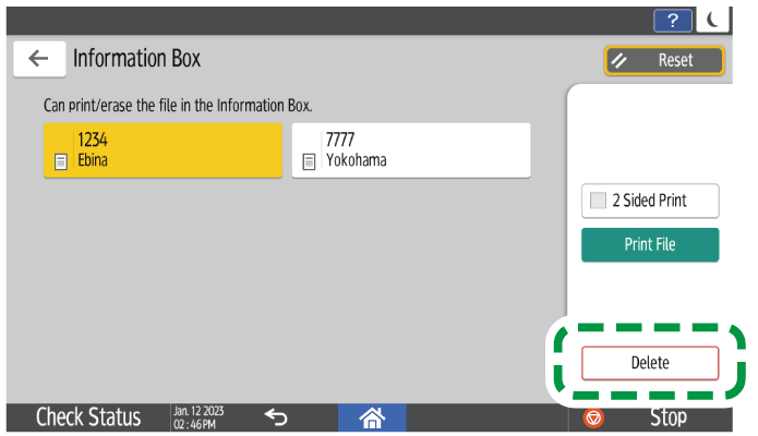 Operation panel screen illustration