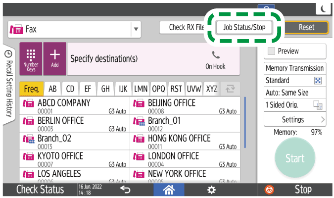 Operation panel screen illustration