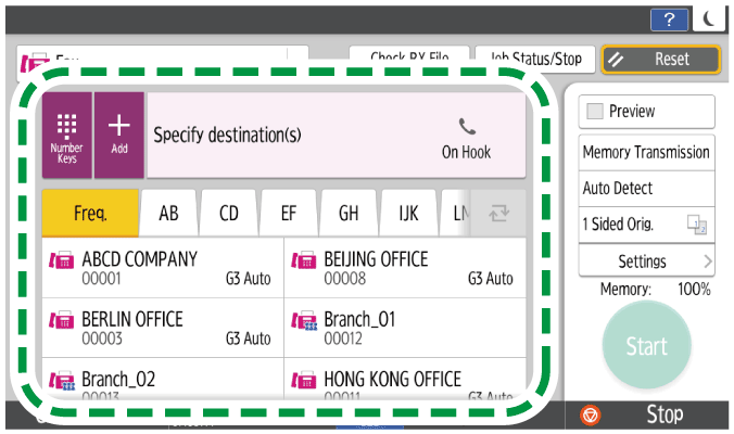 Operation panel screen illustration