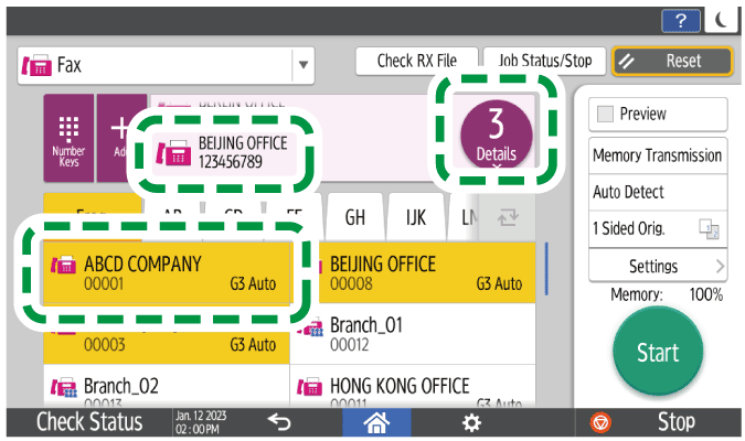 Operation panel screen illustration