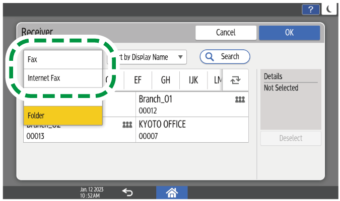 Operation panel screen illustration