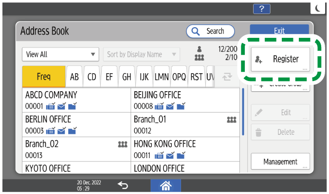 Operation panel screen illustration