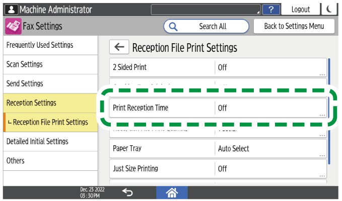 Operation panel screen illustration