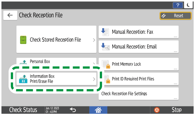Operation panel screen illustration