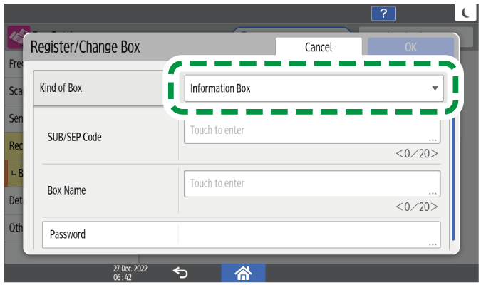 Operation panel screen illustration