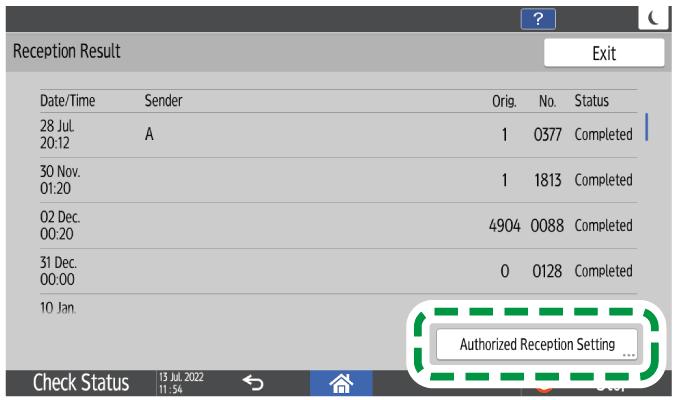 Operation panel screen illustration
