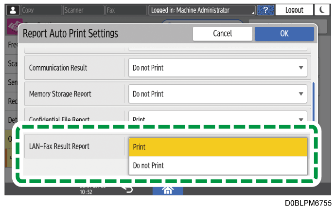 Operation panel screen illustration