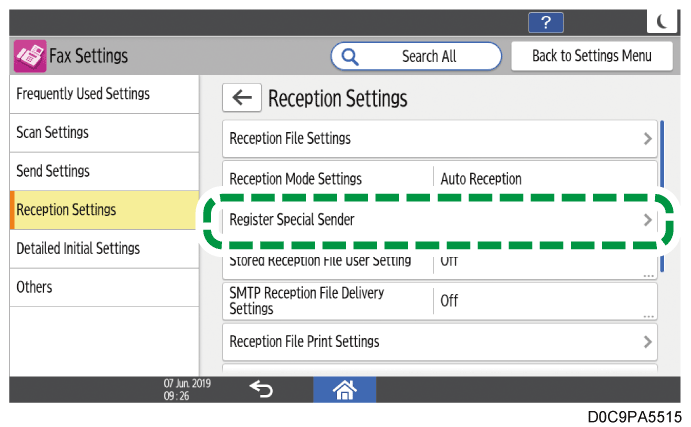 Operation panel screen illustration