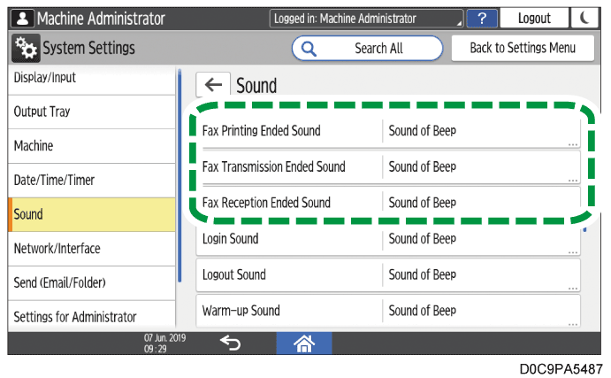Operation panel screen illustration