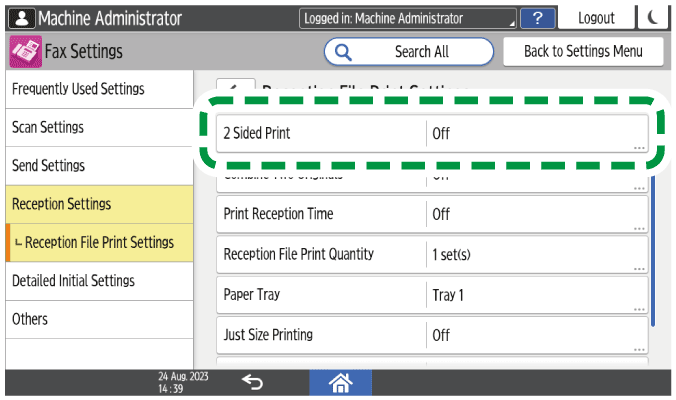 Operation panel screen illustration
