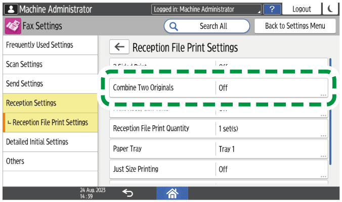 Operation panel screen illustration
