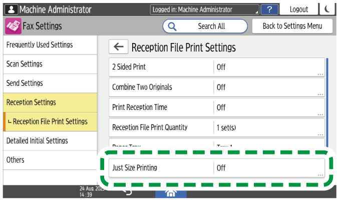 Operation panel screen illustration