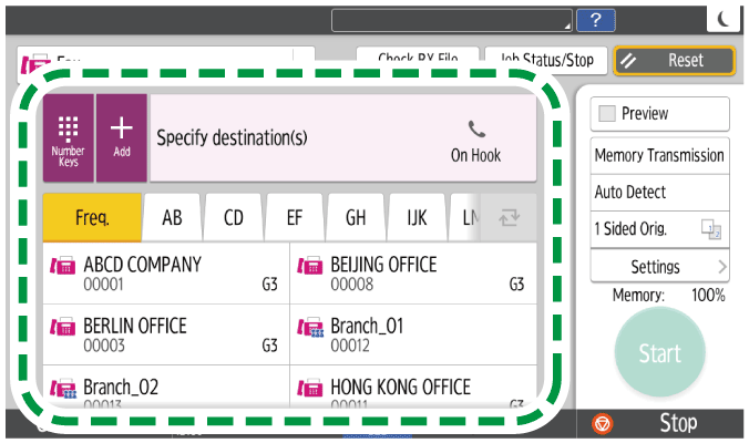 Operation panel screen illustration