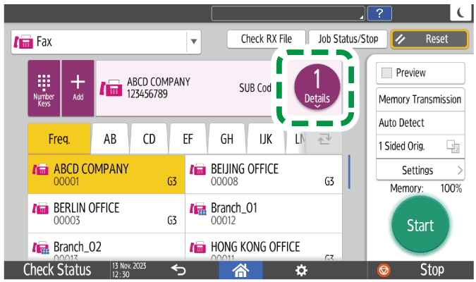 Operation panel screen illustration