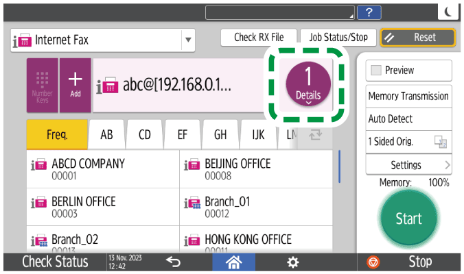 Operation panel screen illustration