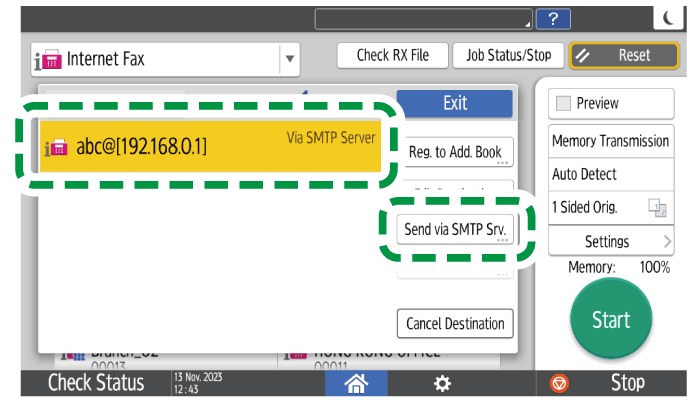 Operation panel screen illustration