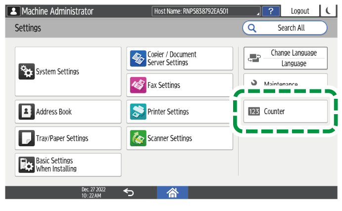 Operation panel screen illustration