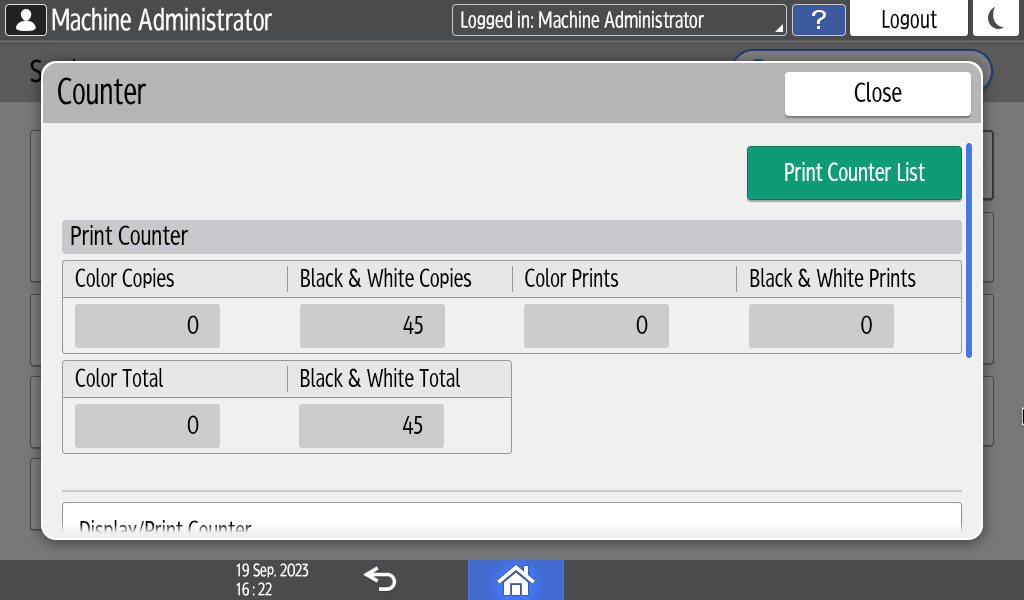 Operation panel screen illustration