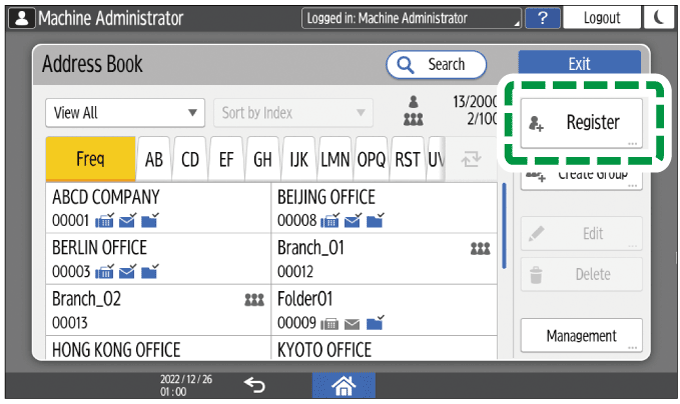Operation panel screen illustration