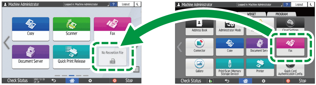 Operation panel screen illustration