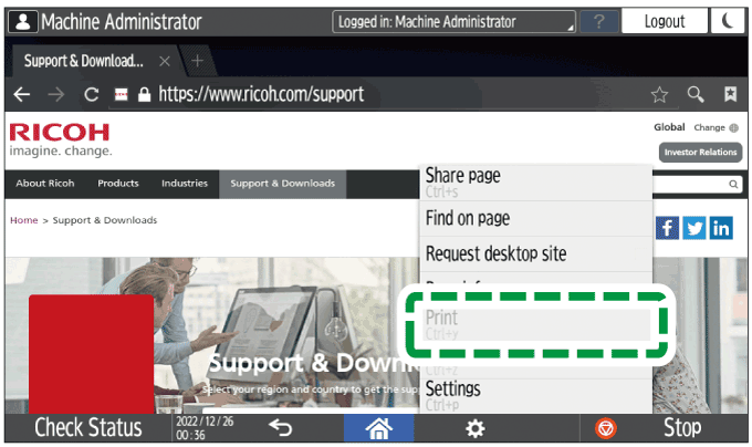 Document scanned by specifying the color mode to