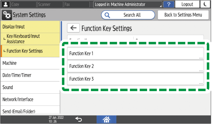 Operation panel screen illustration