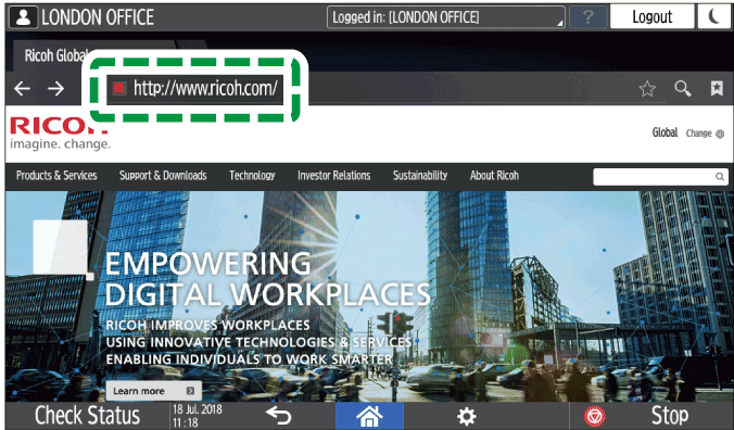 Operation panel screen