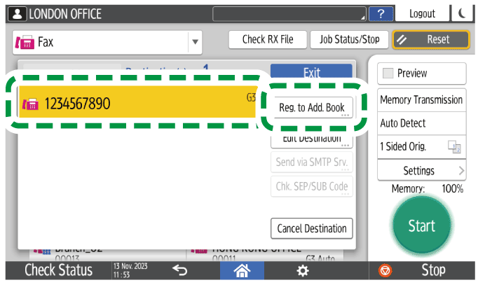 Operation panel screen illustration