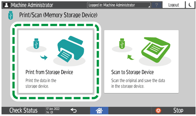 Operation panel screen illustration