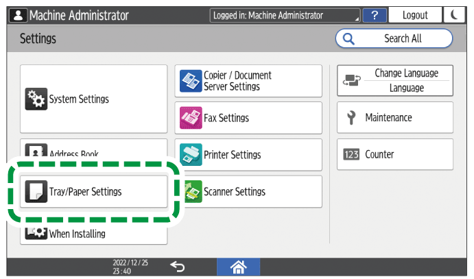 Operation panel screen illustration