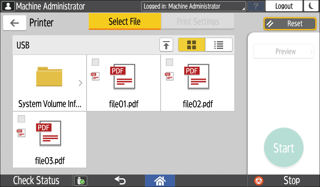 Operation panel screen illustration